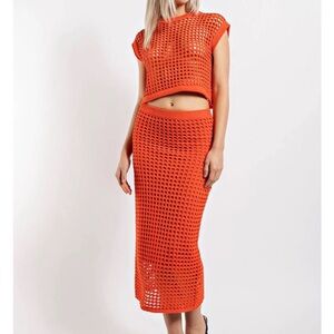 Orange Weave Knit Set
